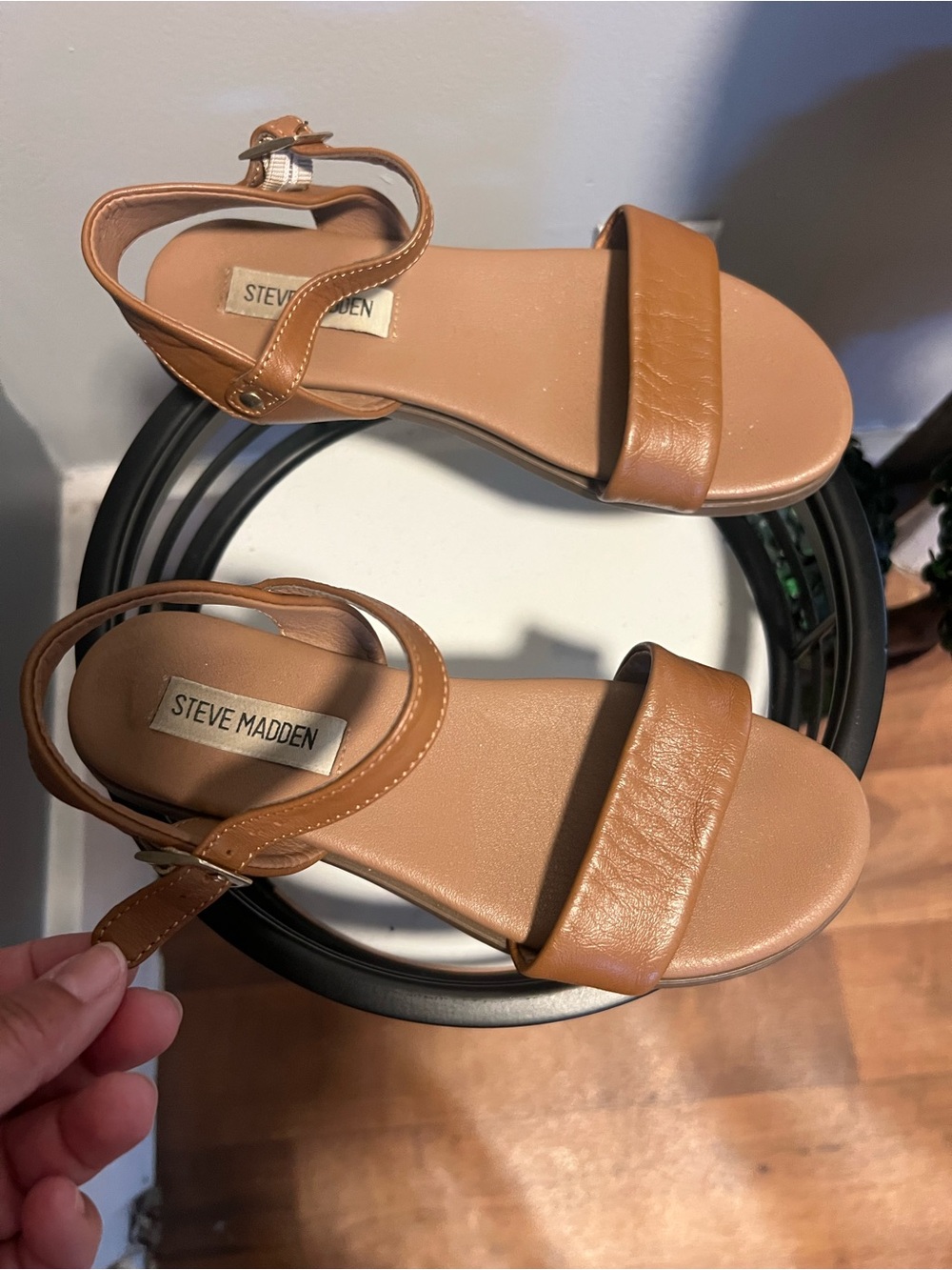 Steve Madden Tan Strap Flat Sandals